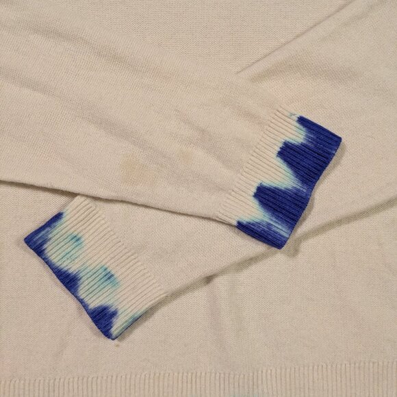 Anthropology Cream Cashmere Sweater with Tye Dye TIpping - Picture 6 of 10